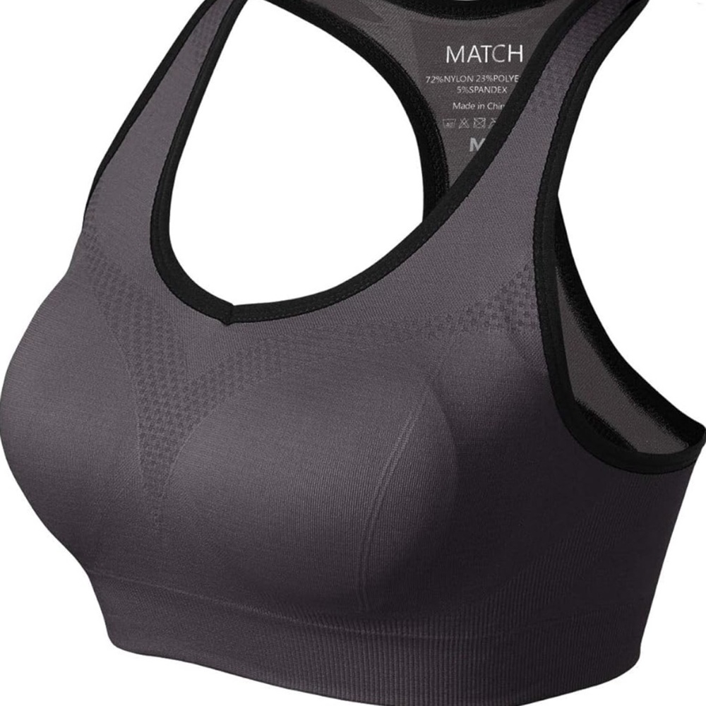 Match Black Racerback Sports Bra Medium Support - Picture 2 of 6